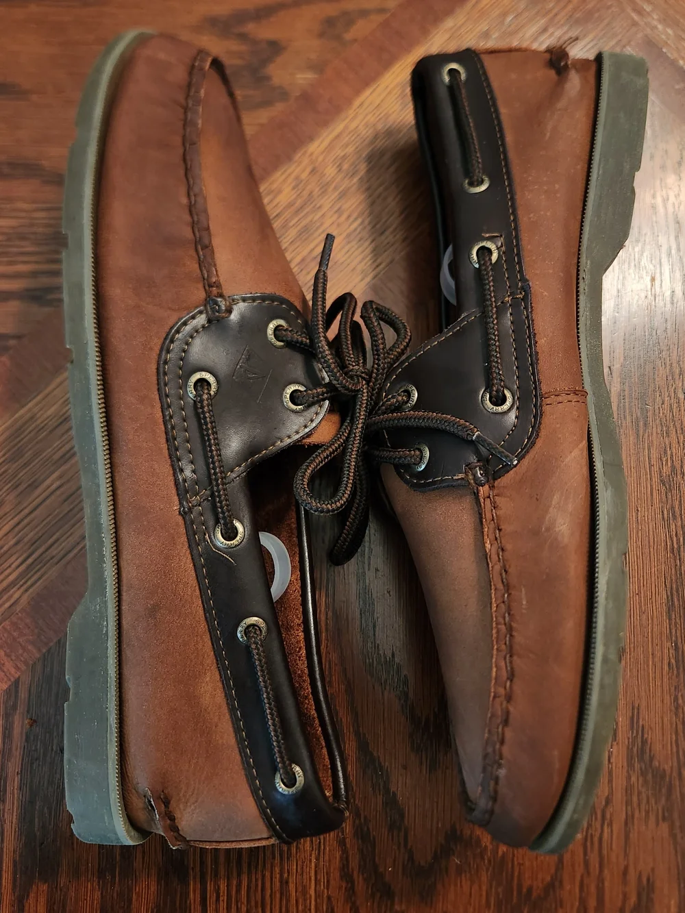 Sperry Top Sider Men's 10M Brown Two-Tone Suede Leather Boat Shoes Rubber Sole